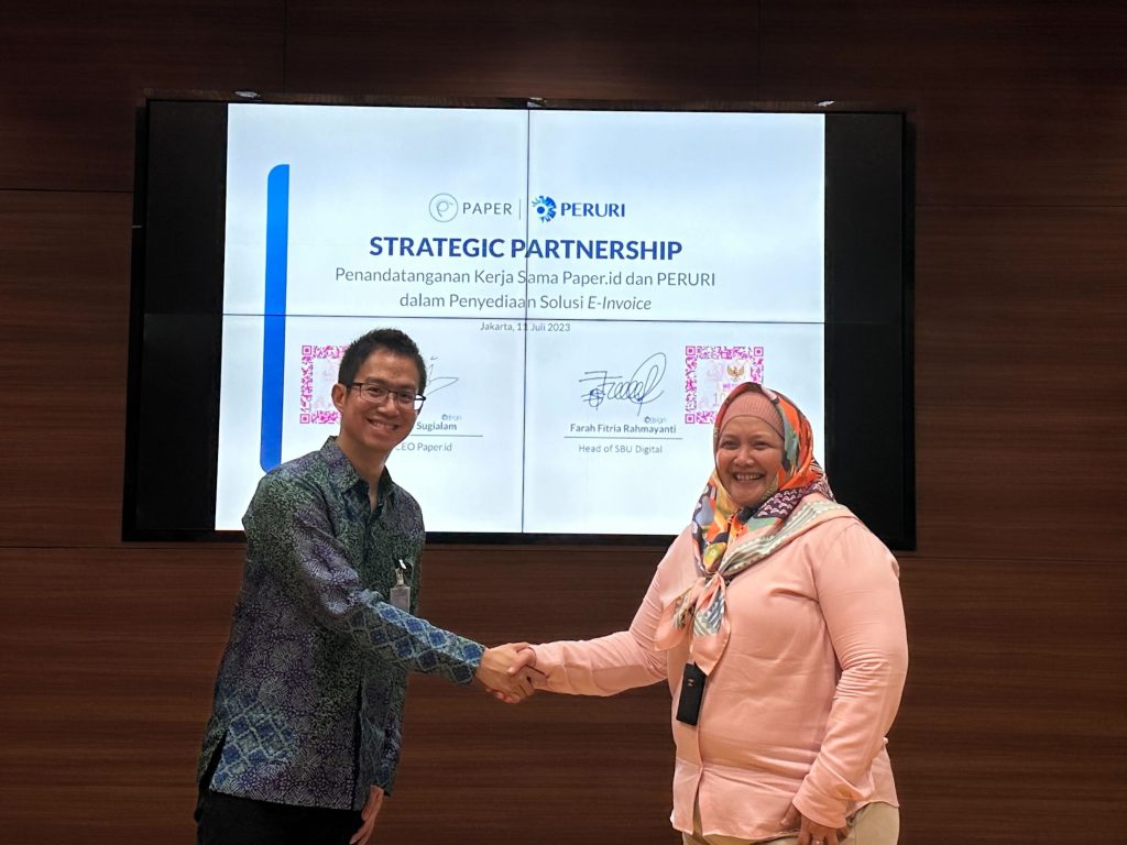 Solusi faktur digital dari Peruri dan Paper.id telah terintegrasi dengan e-Meterai.