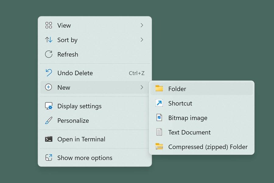 Langkah awal mengaktifkan God Mode pada Windows 11 dengan membuat folder.