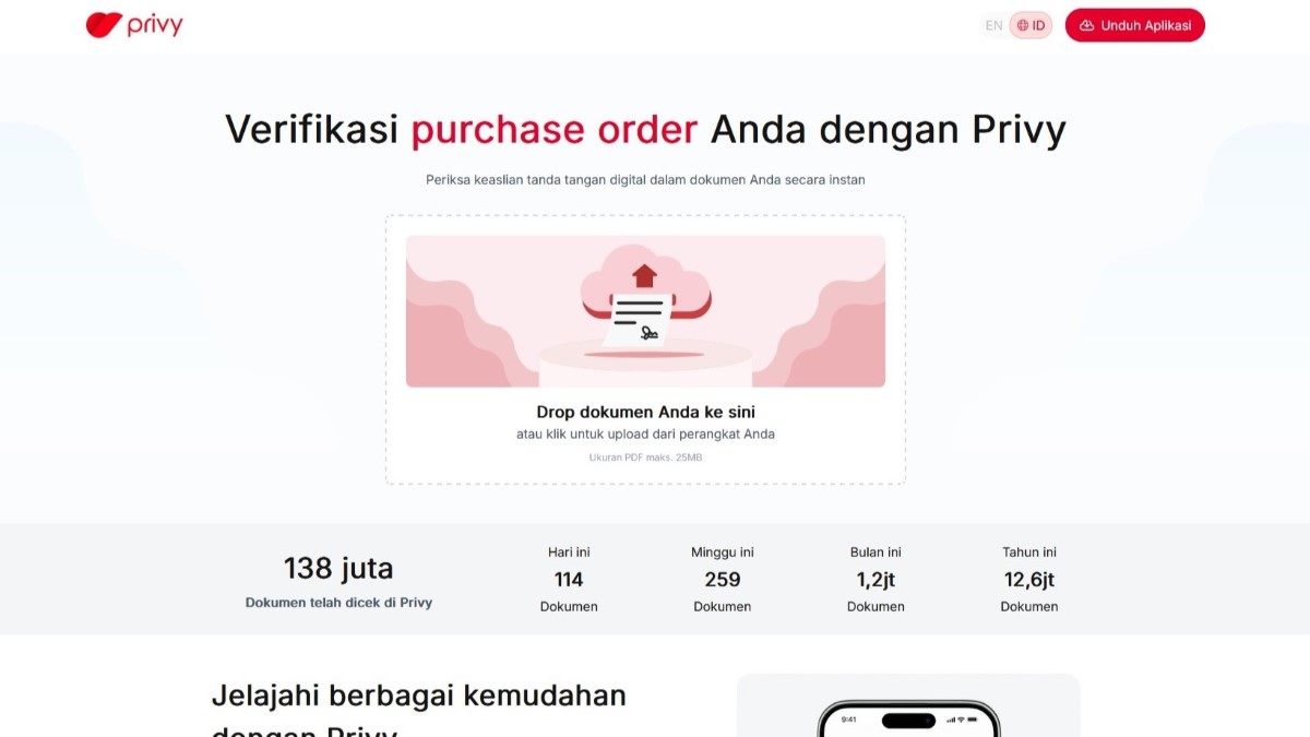 Situs layanan verifikasi dokumen digital Privy.